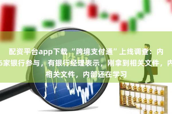 配资平台app下载 “跨境支付通”上线调查：内地香港各有6家银行参与，有银行经理表示，刚拿到相关文件，内部还在学习